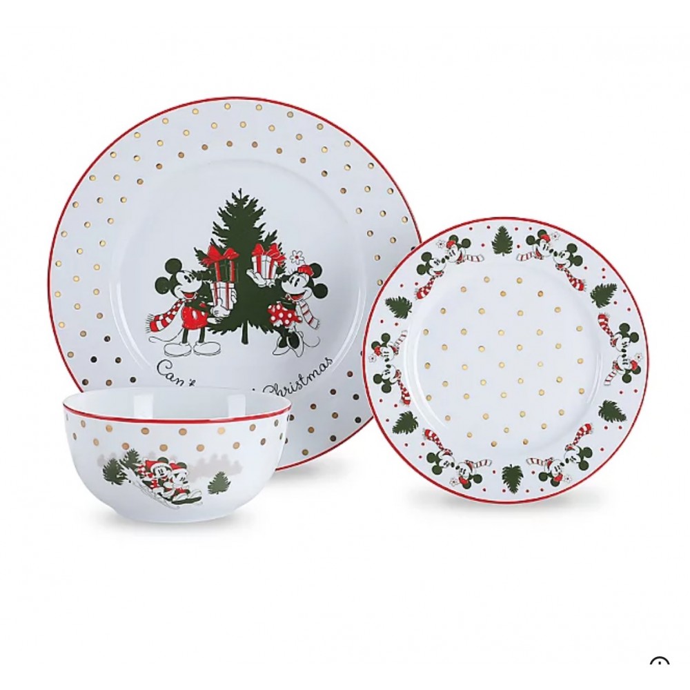 Christmas Disney Mickey Mouse Dinner Set - 12 Piece